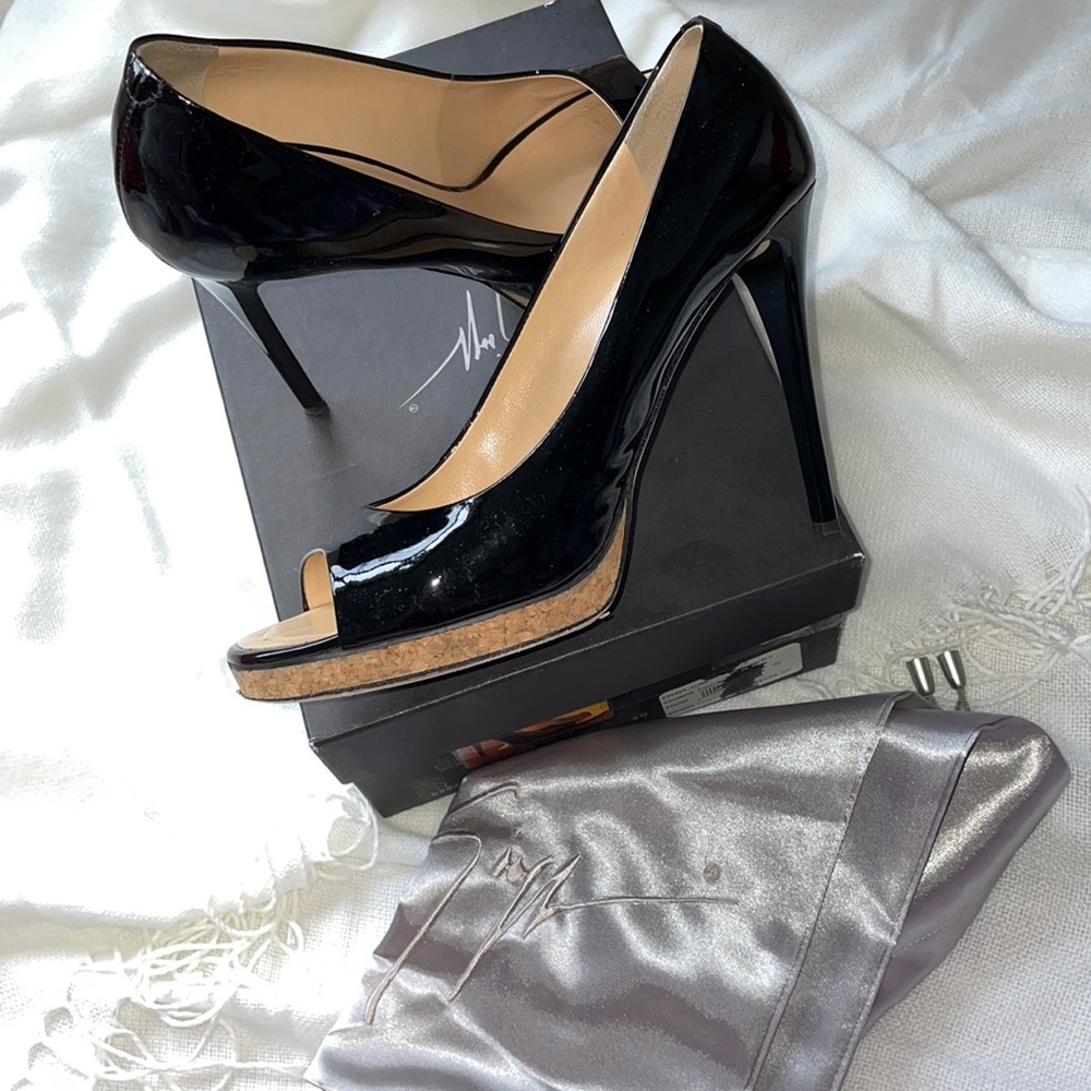 Giuseppe Zanotti platform patent peep toe pumps